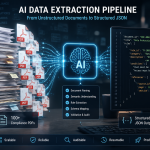 AI Data Extraction Pipeline transforming compliance PDF documents into structured JSON data through automated document processing